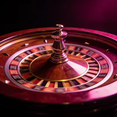 Roulette wheel spinning in low light